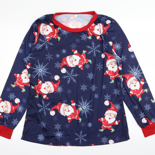 Preworn Womens Blue Solid  Top Pyjama Top Size L  - christmas