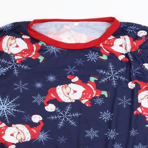 Preworn Womens Blue Solid  Top Pyjama Top Size L  - christmas