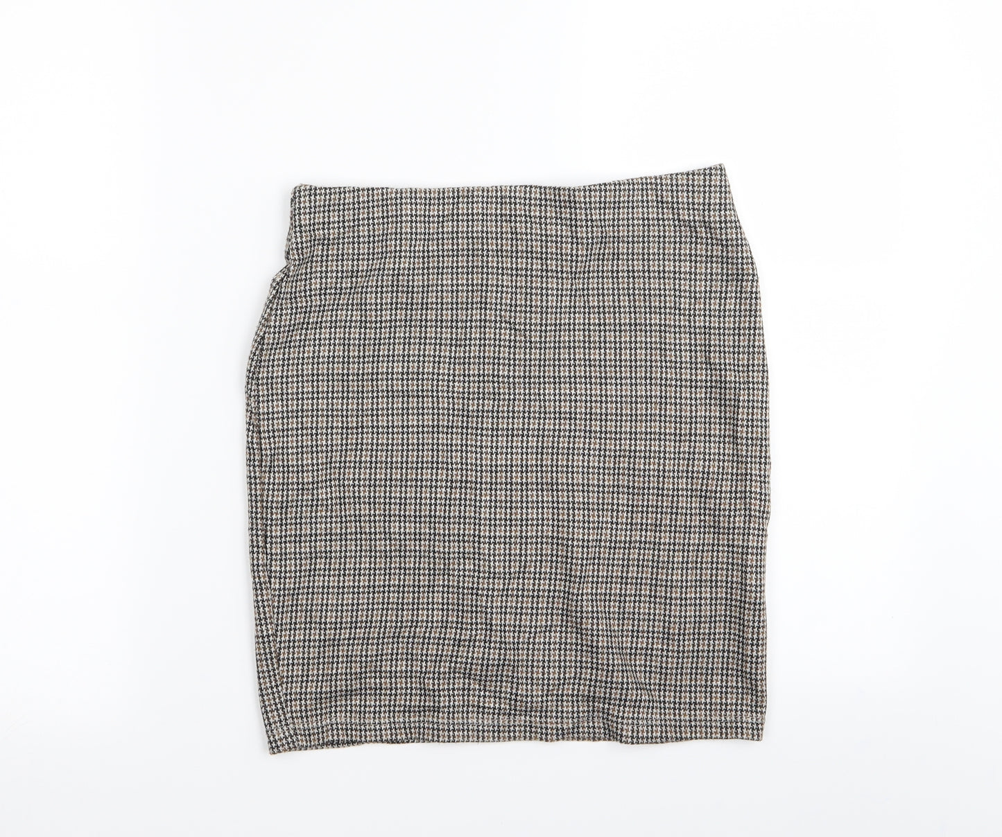New Look Womens Beige Check  Mini Skirt Size 8  - Stretch waistband
