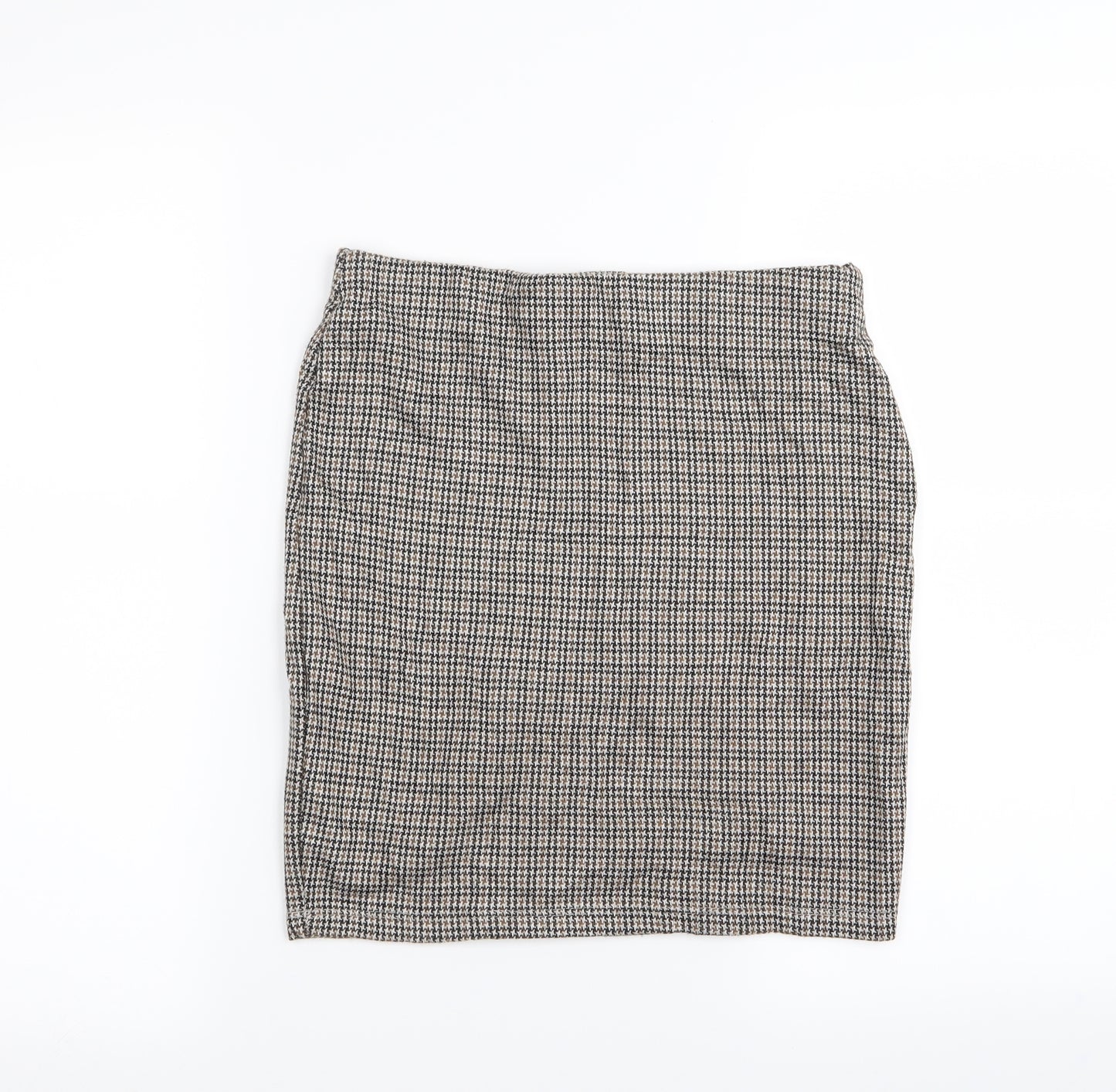 New Look Womens Beige Check  Mini Skirt Size 8  - Stretch waistband