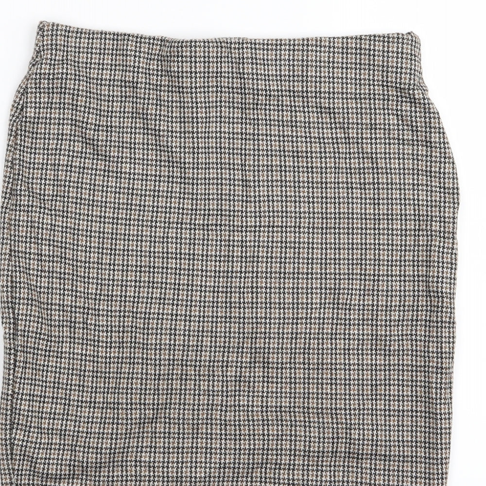 New Look Womens Beige Check  Mini Skirt Size 8  - Stretch waistband