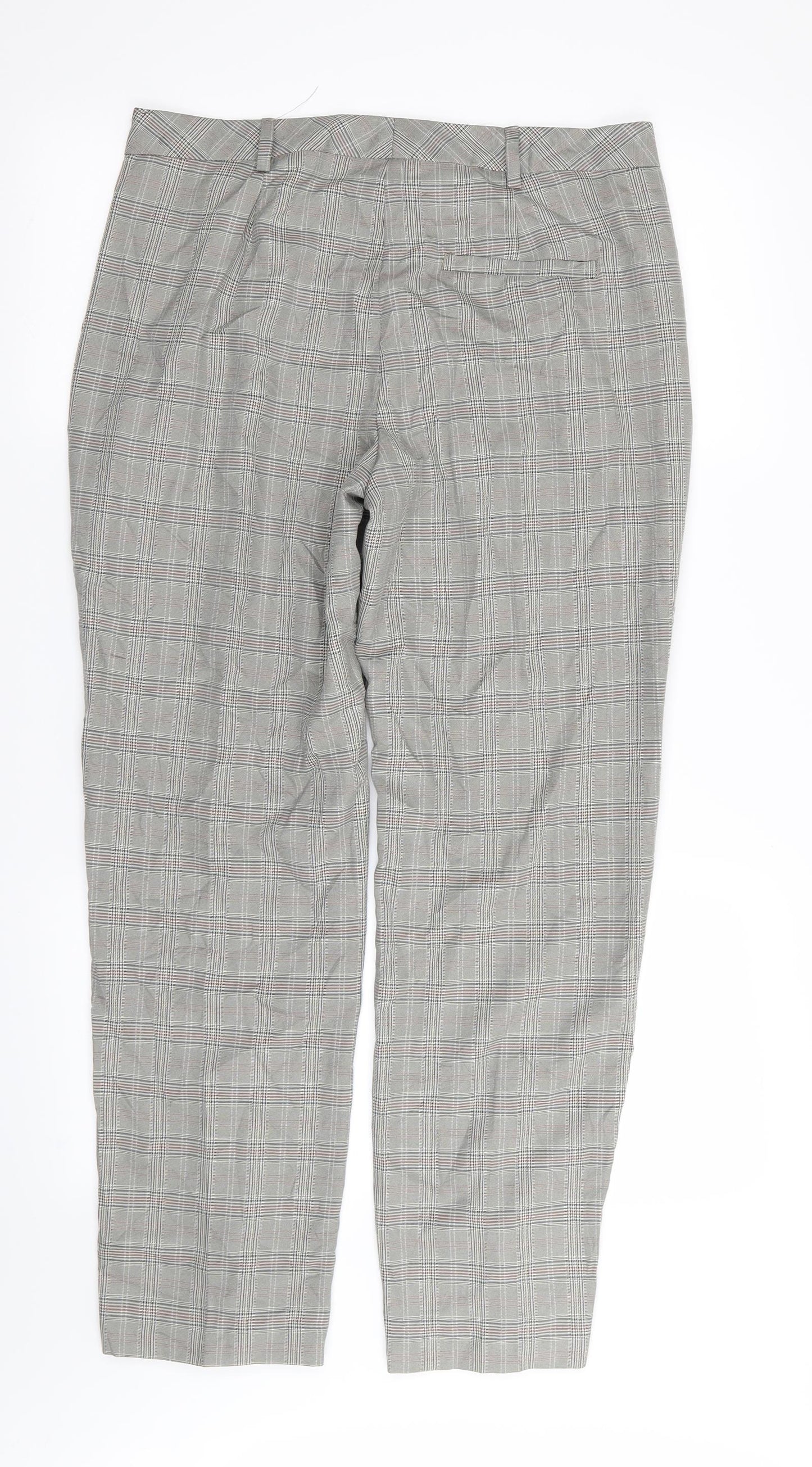 M&S Womens Beige Check  Trousers  Size 12 L28 in