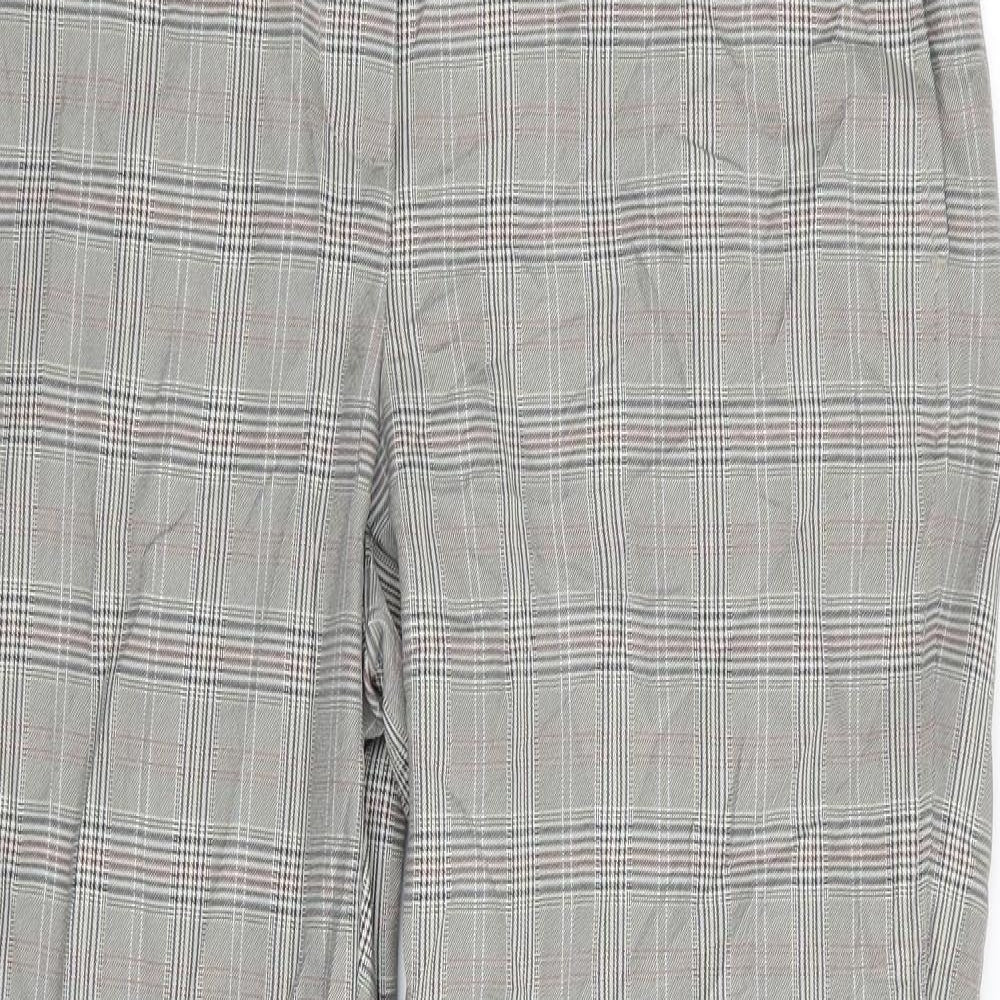 M&S Womens Beige Check  Trousers  Size 12 L28 in
