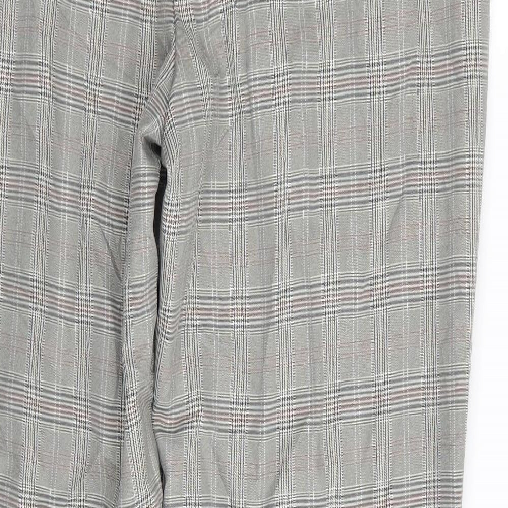 M&S Womens Beige Check  Trousers  Size 12 L28 in
