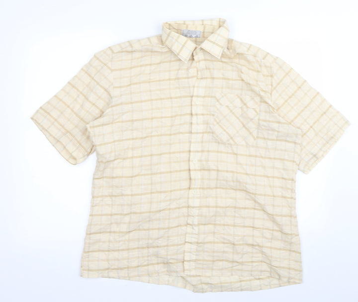 Leisure Mens Beige Check   Button-Up Size XL