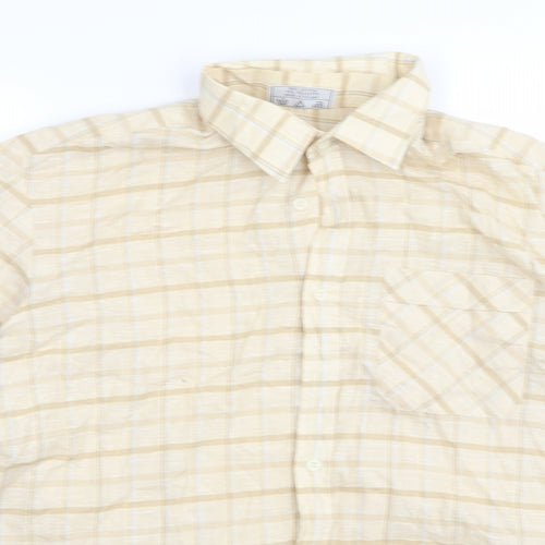 Leisure Mens Beige Check   Button-Up Size XL