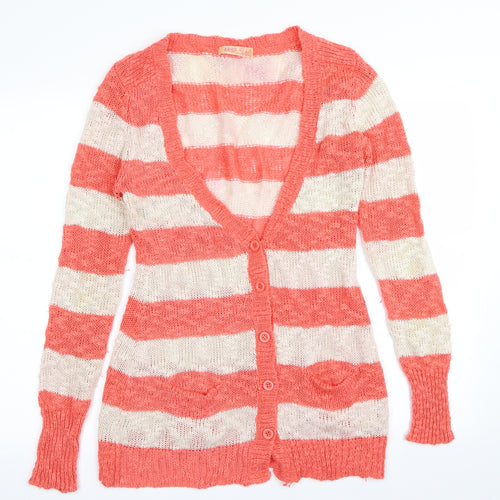 Krisp Womens Multicoloured Striped  Cardigan Jumper Size M