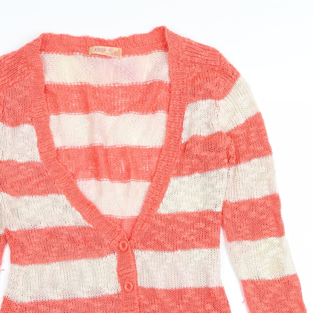 Krisp Womens Multicoloured Striped  Cardigan Jumper Size M