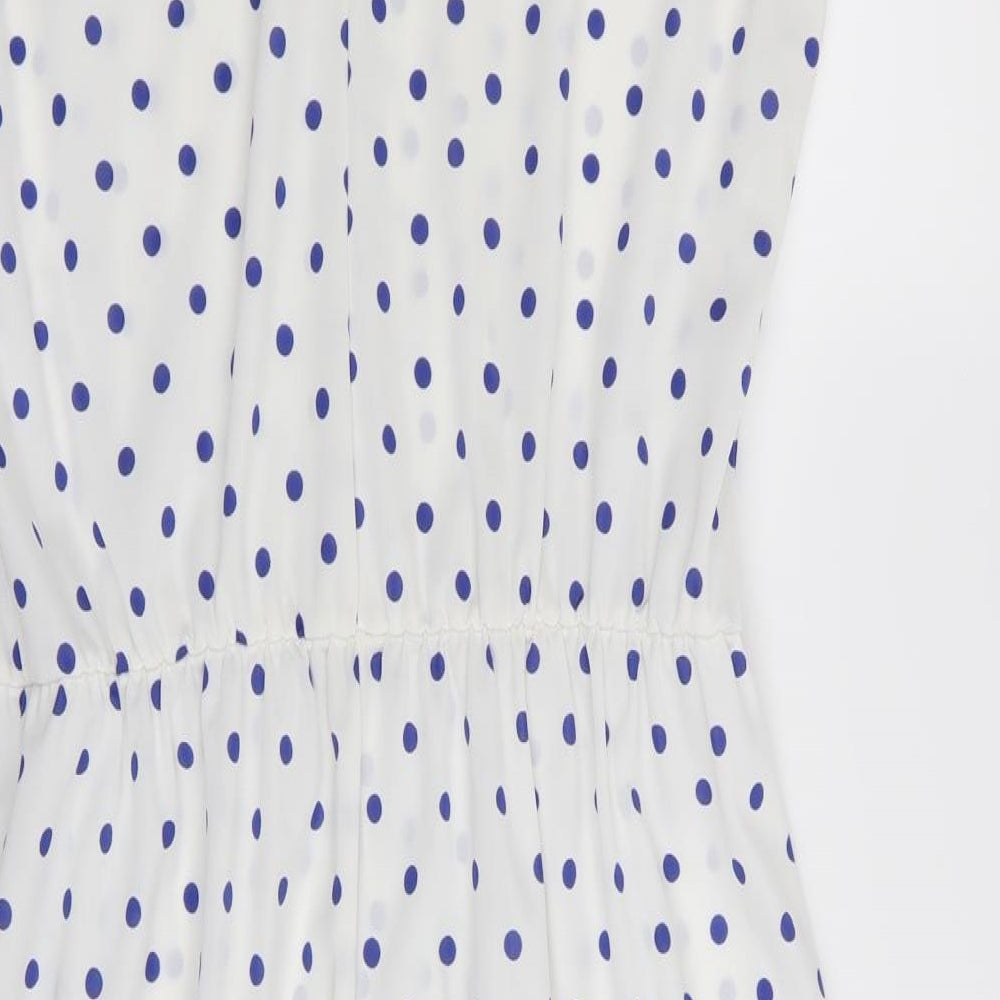 Preworn Womens White Polka Dot  Fit & Flare  Size 16
