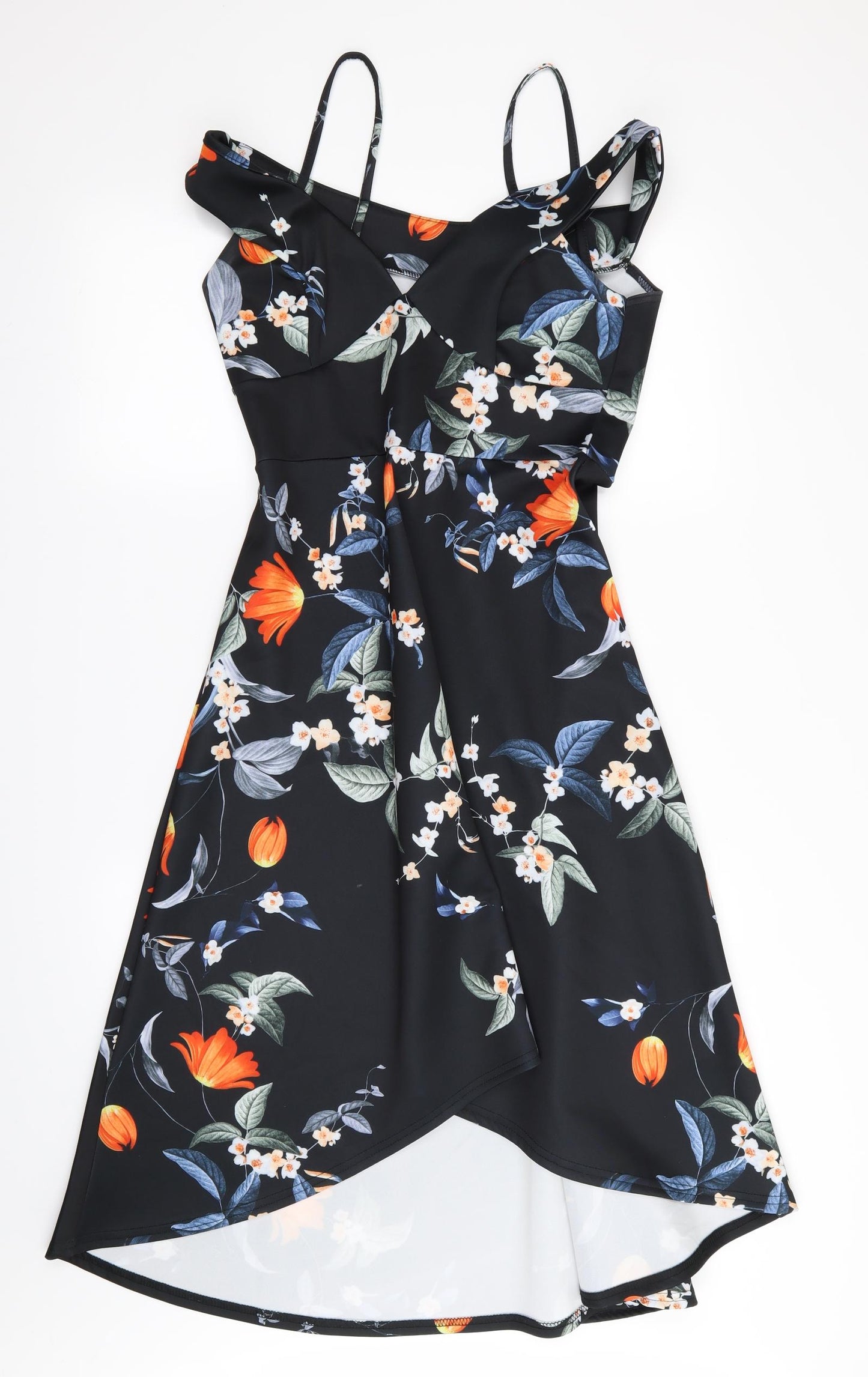 Quiz Womens Black Floral  Fit & Flare  Size 12
