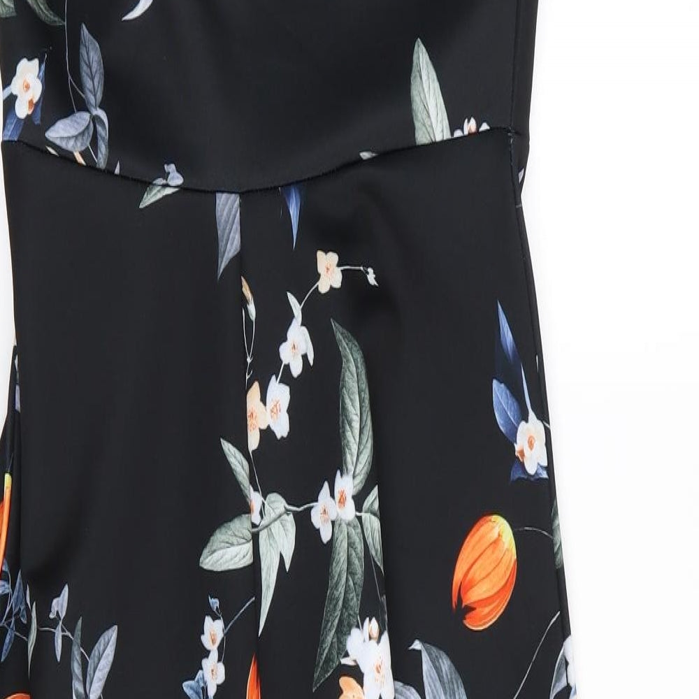 Quiz Womens Black Floral  Fit & Flare  Size 12