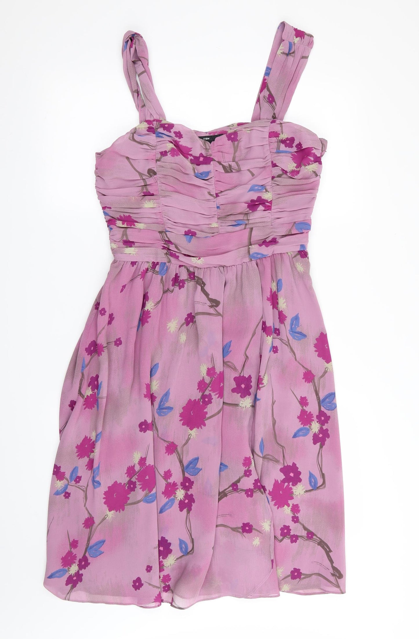 H&M Womens Purple Floral  Fit & Flare  Size 12