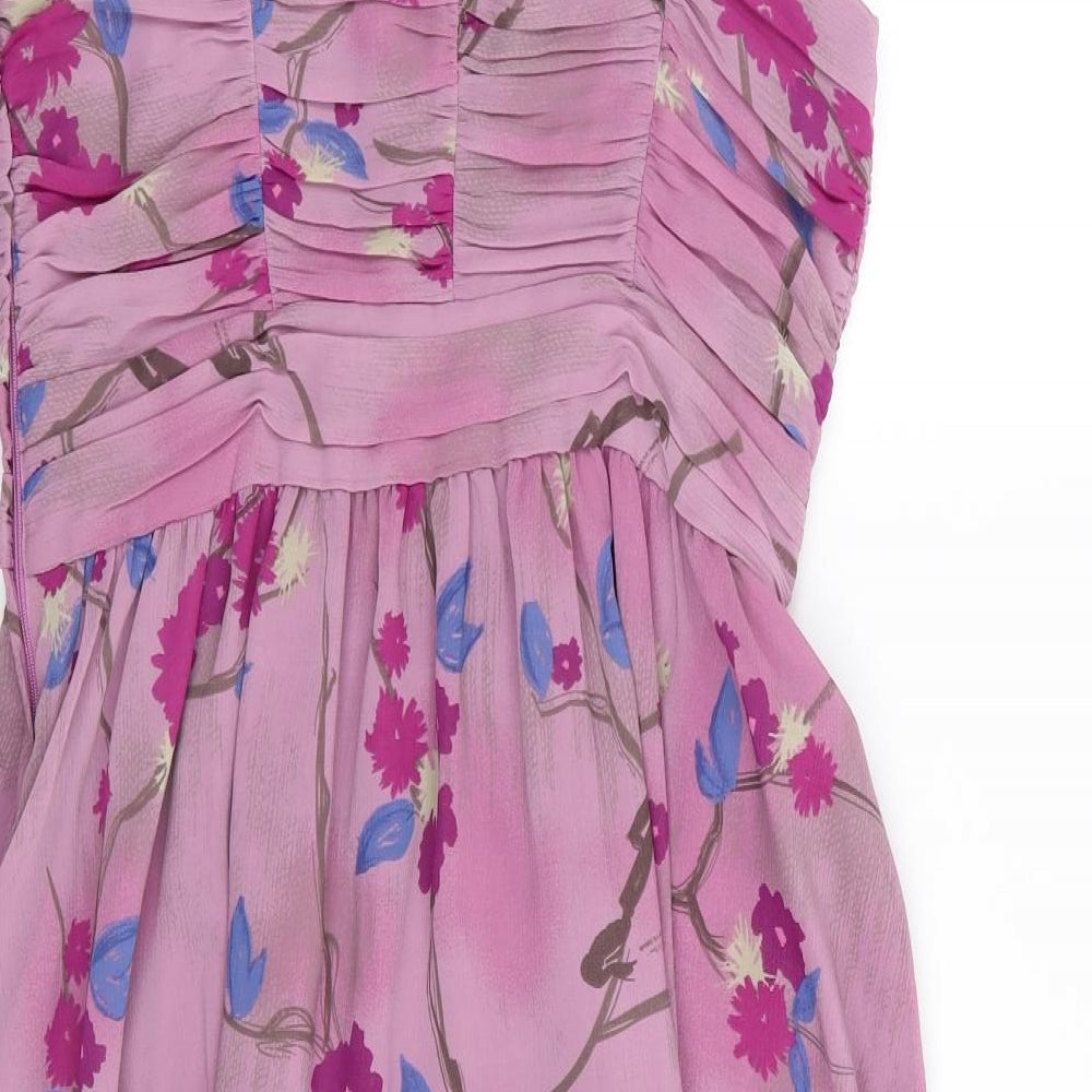 H&M Womens Purple Floral  Fit & Flare  Size 12