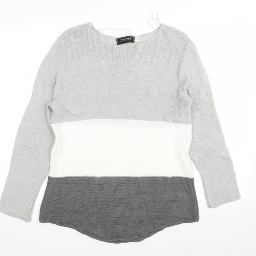 Femme Womens Grey   Pullover Jumper Size S