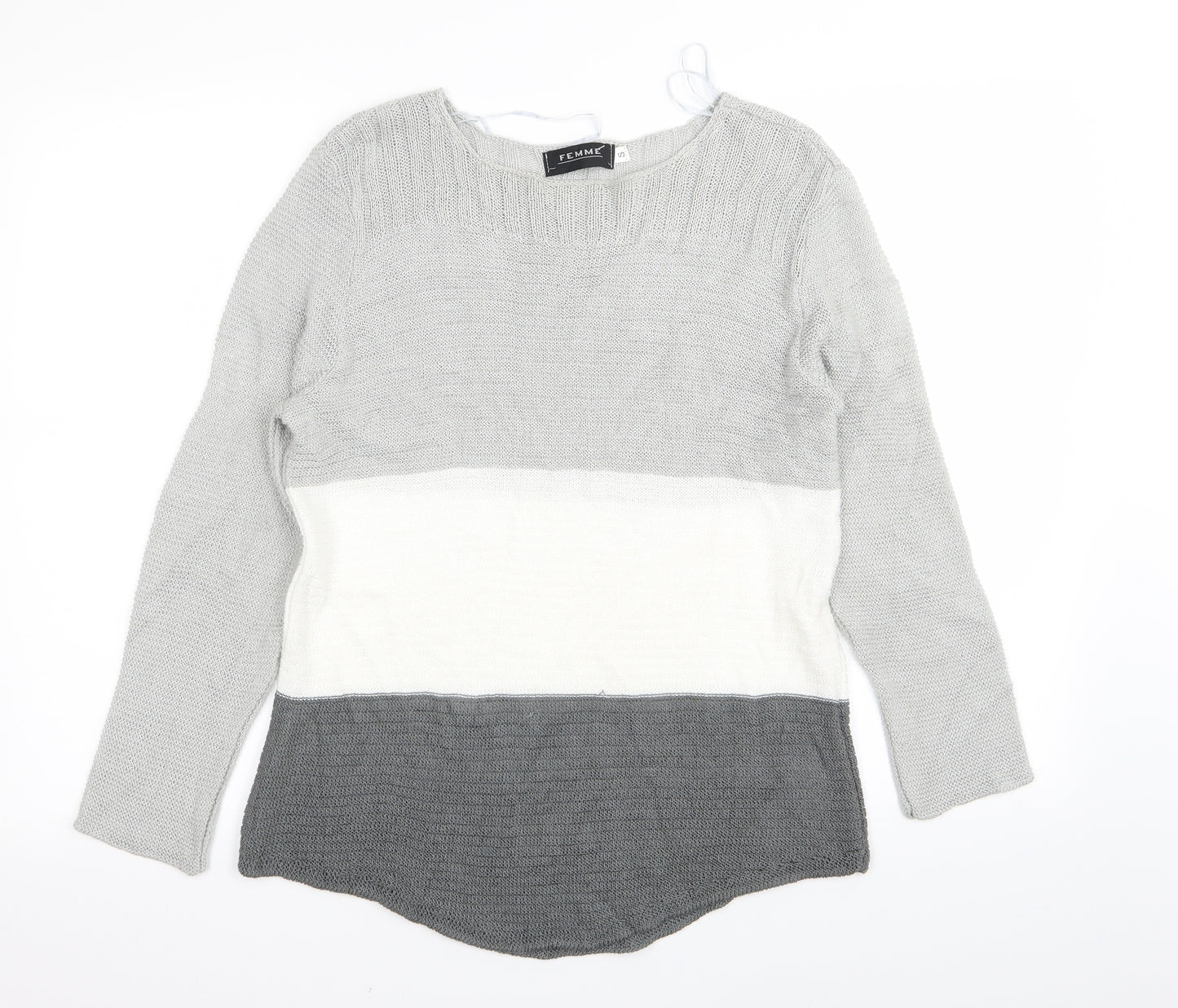 Femme Womens Grey   Pullover Jumper Size S