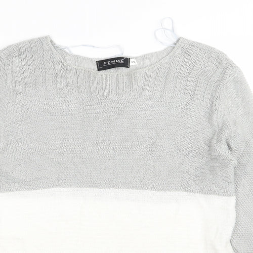 Femme Womens Grey   Pullover Jumper Size S