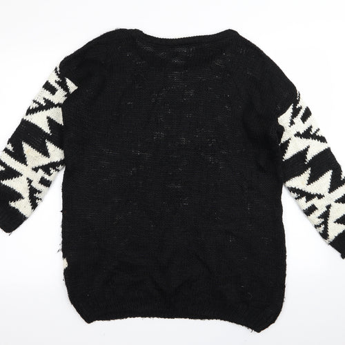 New Look Womens Black Argyle/Diamond  Pullover Jumper Size 12