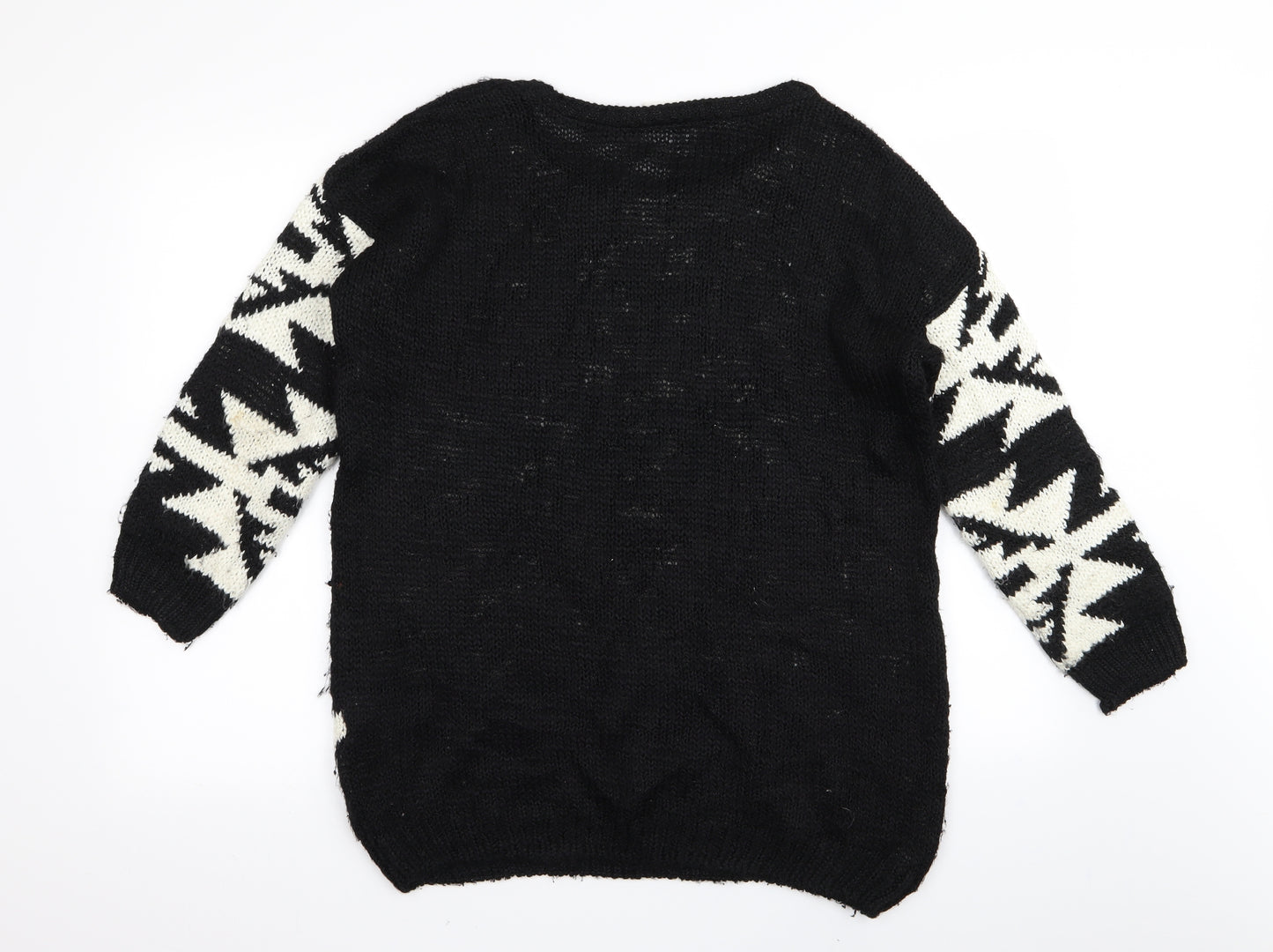 New Look Womens Black Argyle/Diamond  Pullover Jumper Size 12