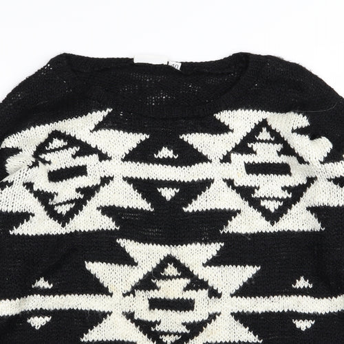 New Look Womens Black Argyle/Diamond  Pullover Jumper Size 12