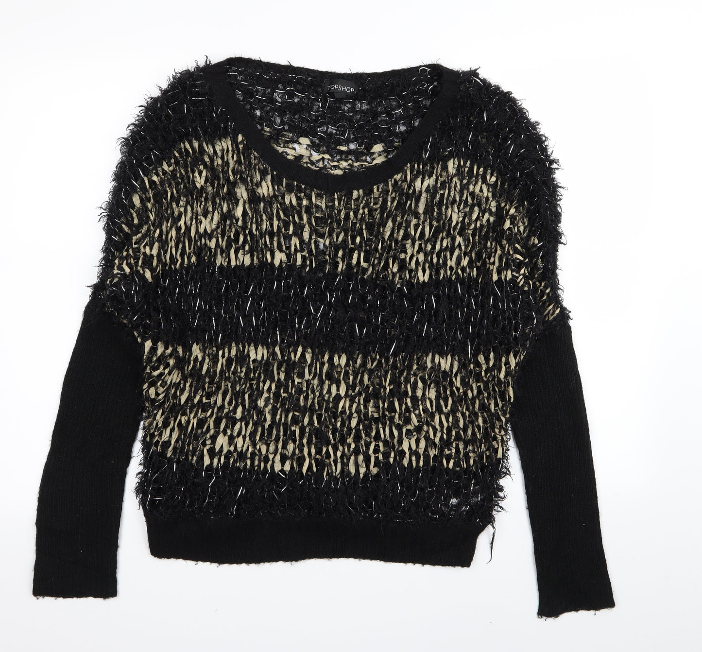 Topshop Womens Black Striped  Pullover Jumper Size M