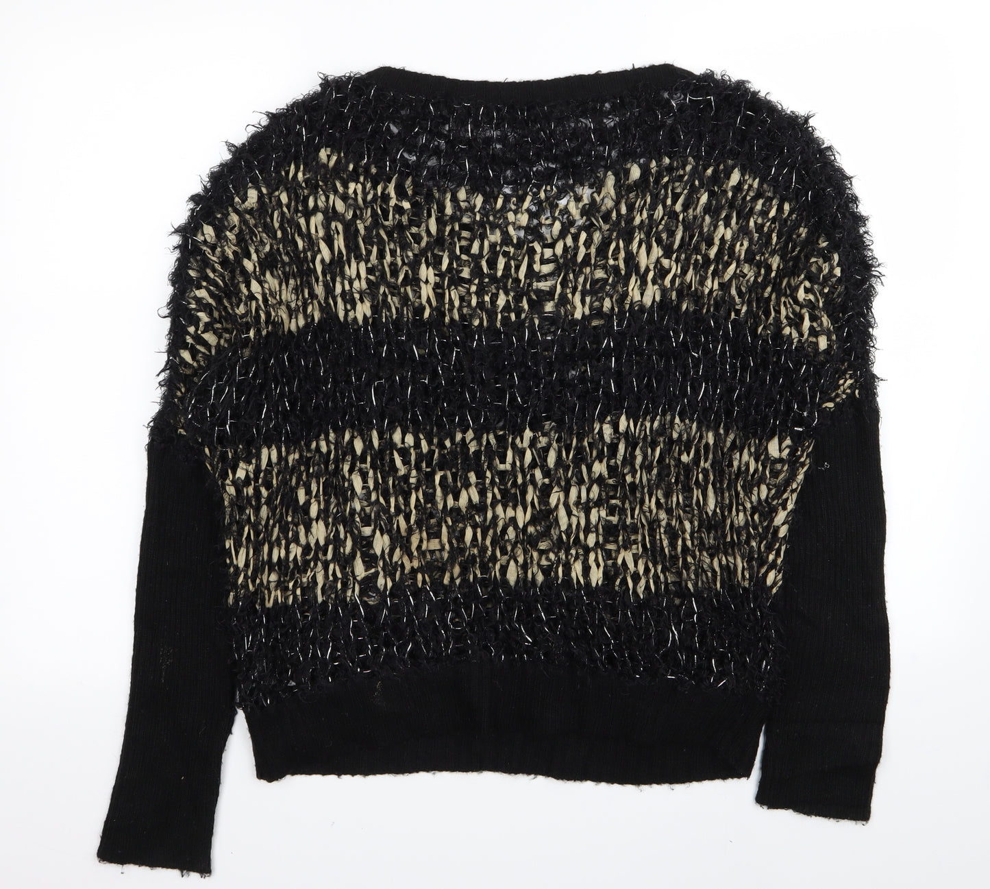 Topshop Womens Black Striped  Pullover Jumper Size M