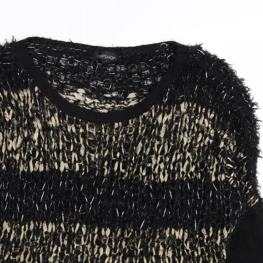 Topshop Womens Black Striped  Pullover Jumper Size M
