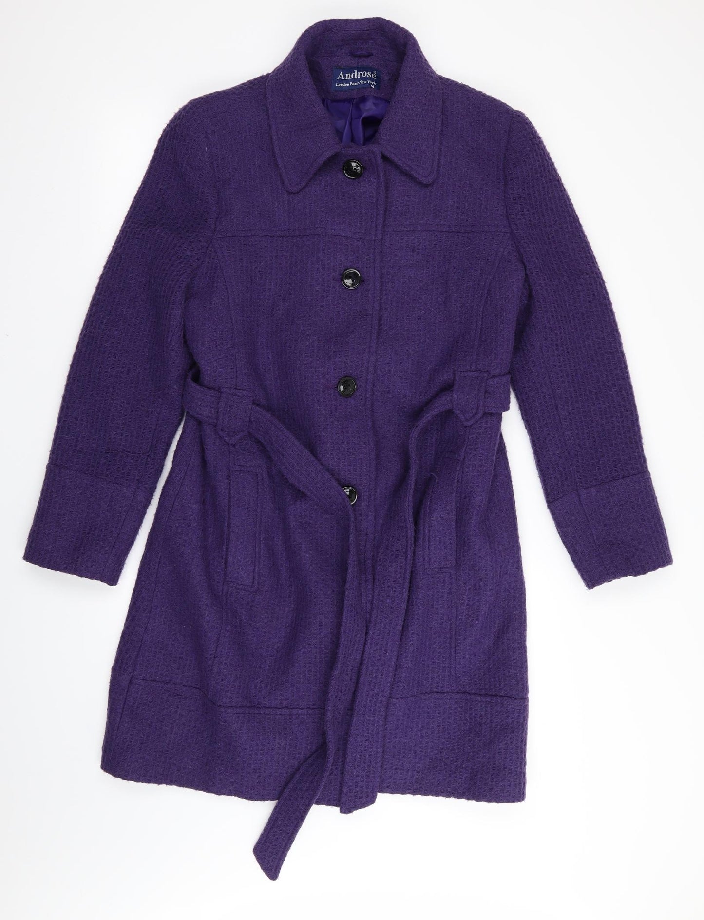androse Womens Purple   Overcoat Coat Size 14