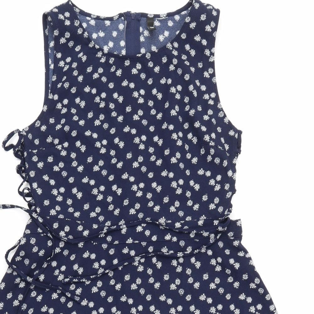 H&M Womens Blue Floral  Fit & Flare  Size 16