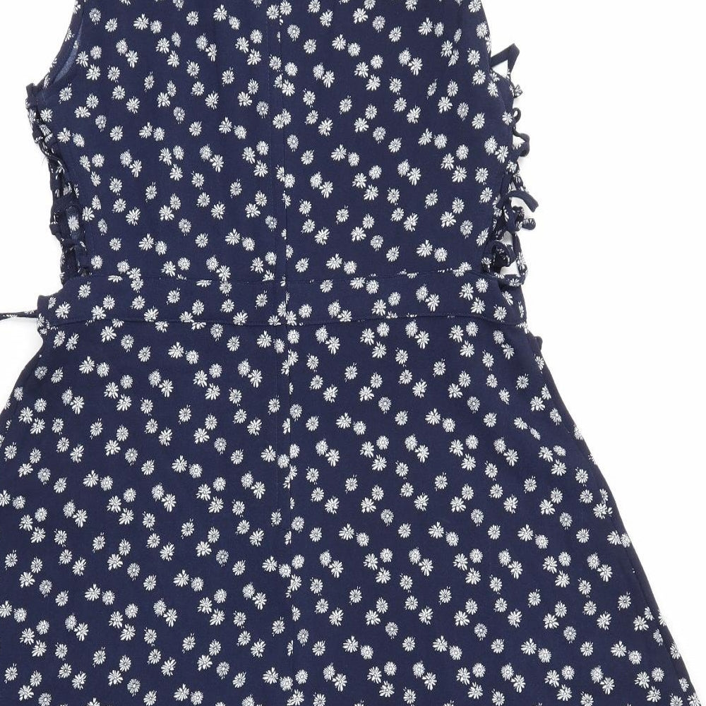 H&M Womens Blue Floral  Fit & Flare  Size 16