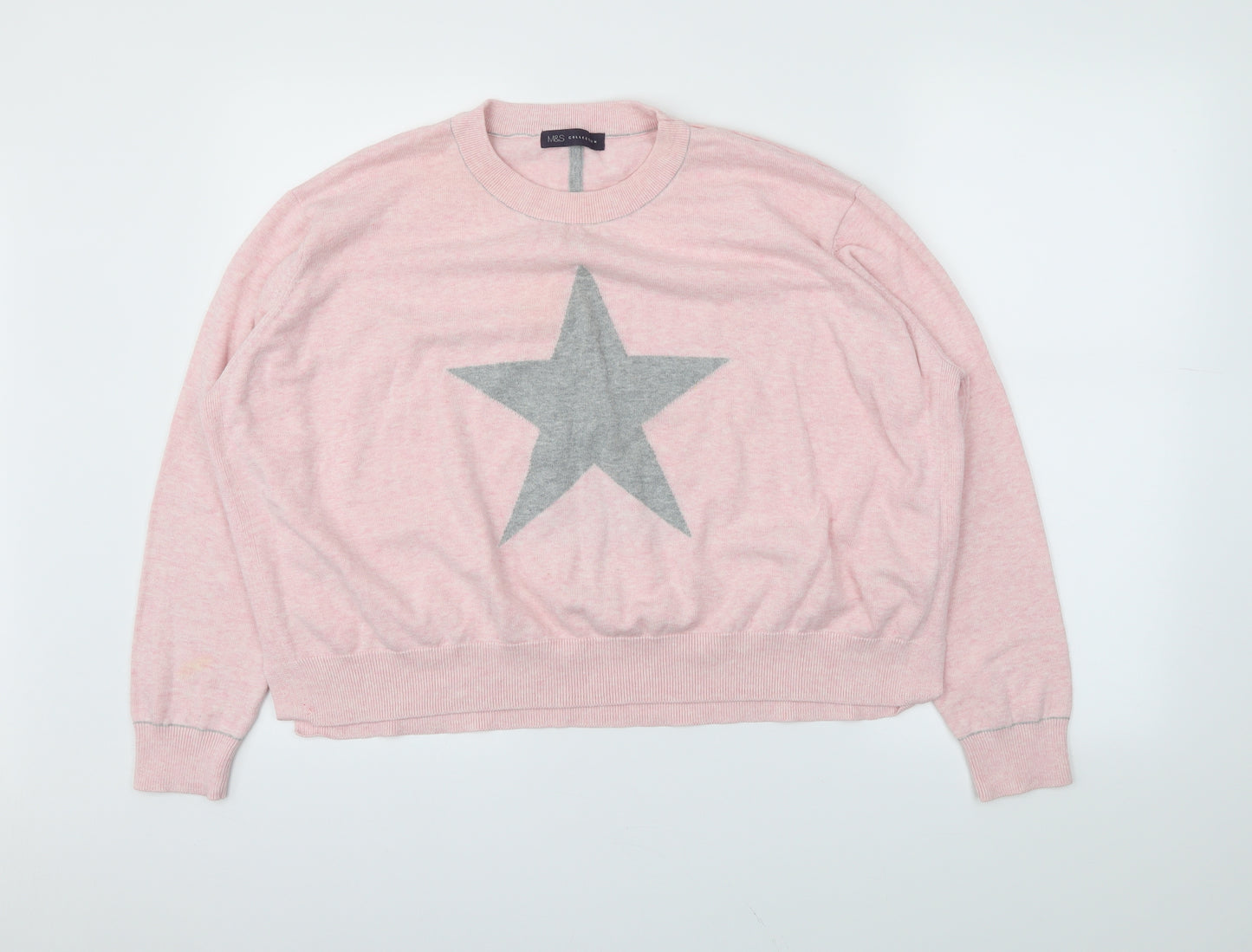 M&S Womens Pink Argyle/Diamond  Pullover Jumper Size L