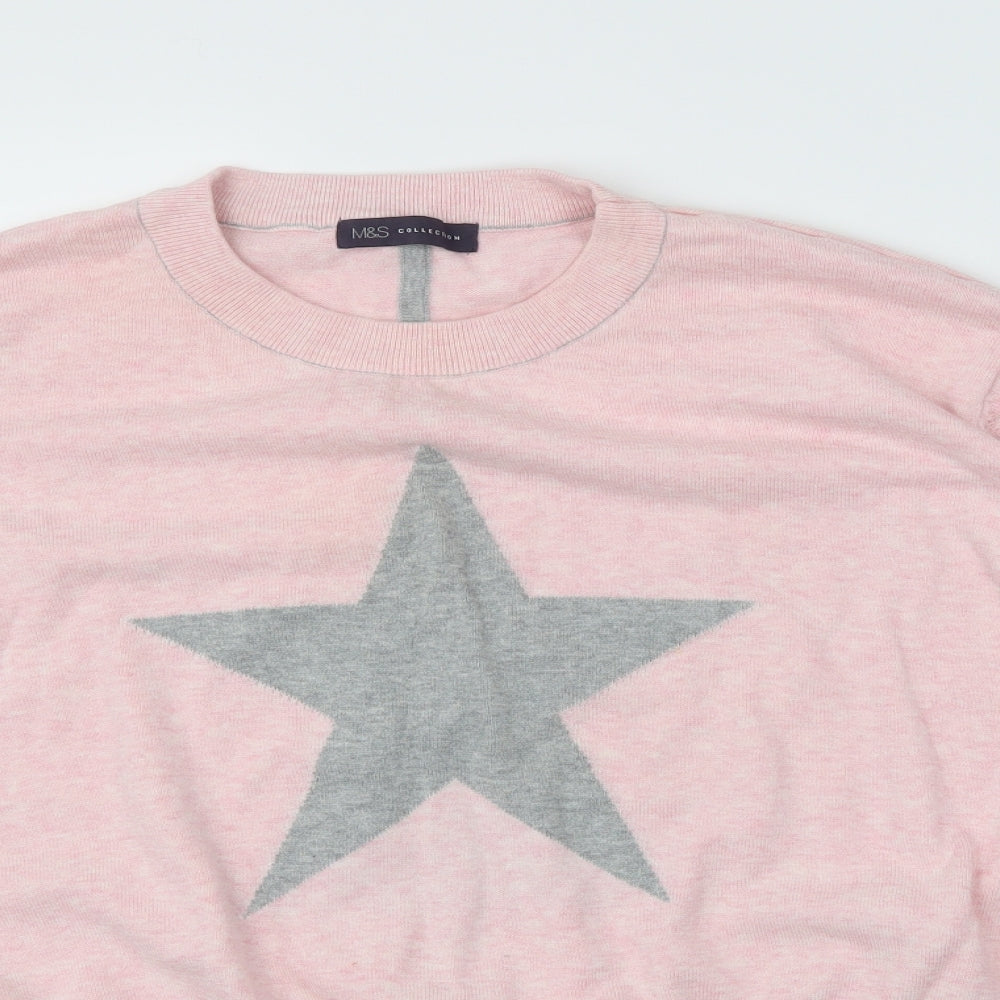M&S Womens Pink Argyle/Diamond  Pullover Jumper Size L