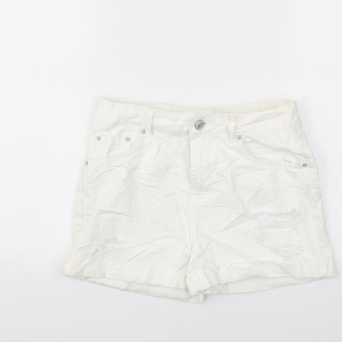 Topshop Womens White   Cut-Off Shorts Size 6