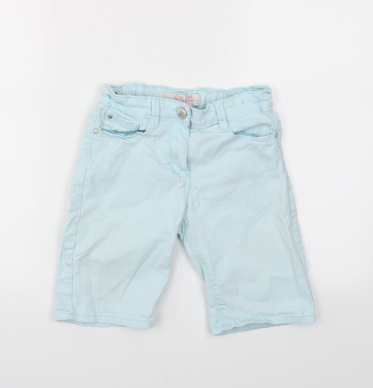 Front view of I LOVE DENIM girls’ blue cut-off shorts, size 10, years
