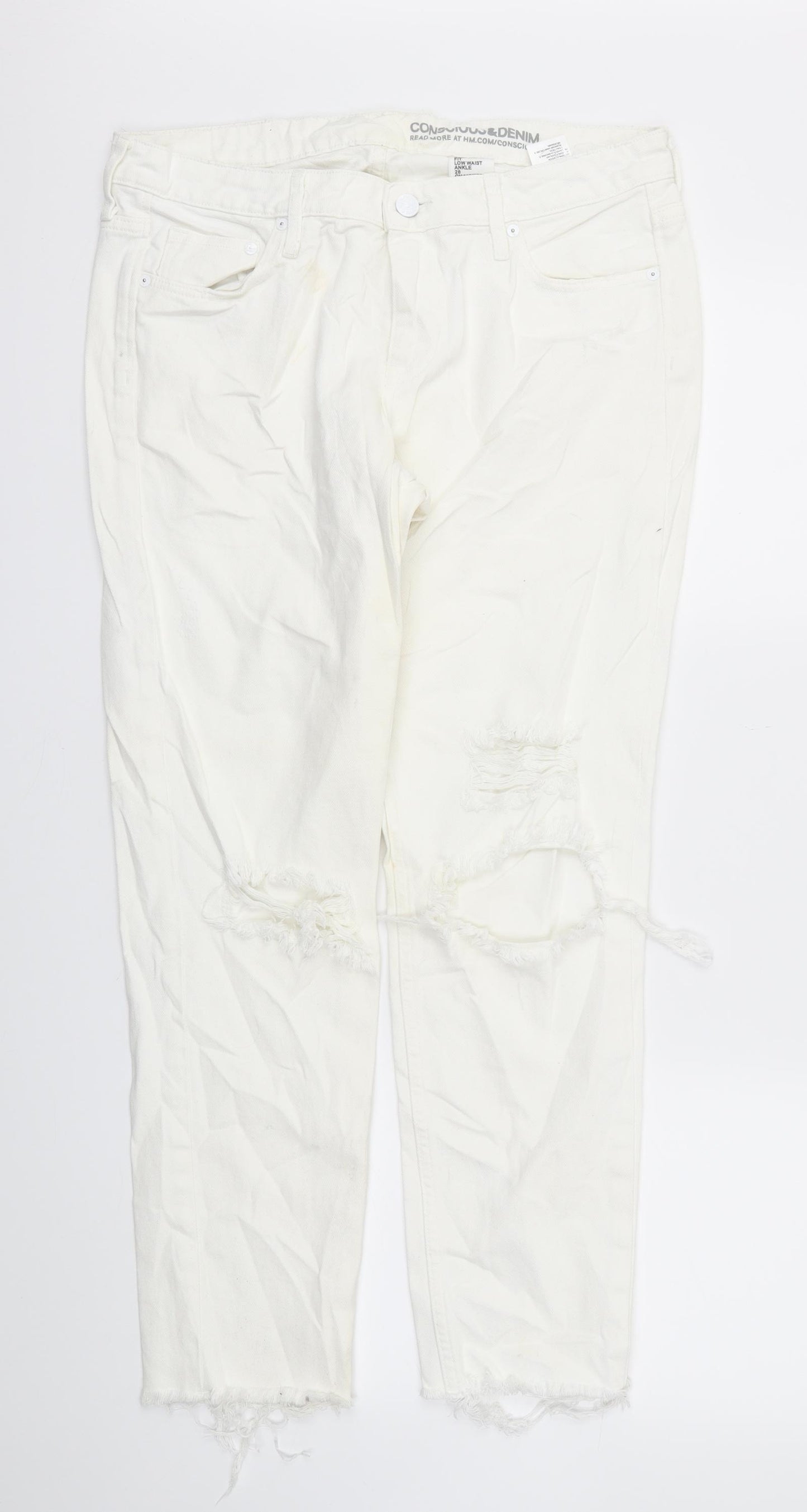H&M Womens White   Straight Jeans Size 34 L28 in