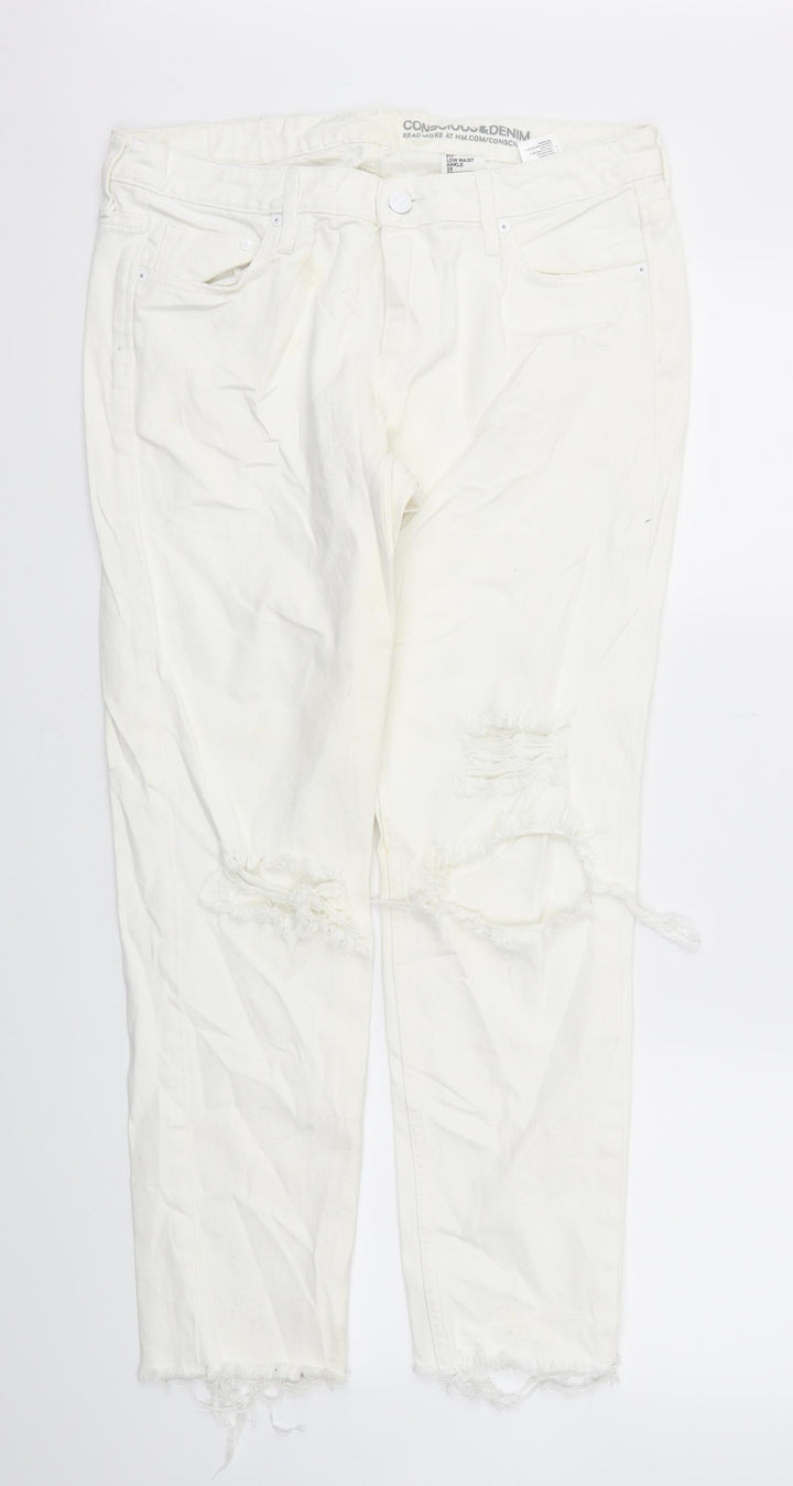 H&M Womens White   Straight Jeans Size 34 L28 in