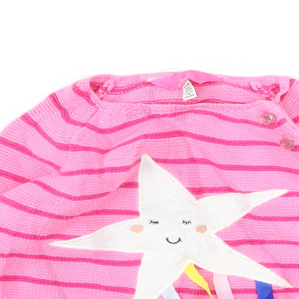 Joules Girls Pink Striped  Pullover Jumper Size 12-18 Months