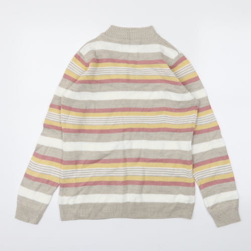 Isle Essentials Womens Multicoloured Striped  Basic T-Shirt Size S
