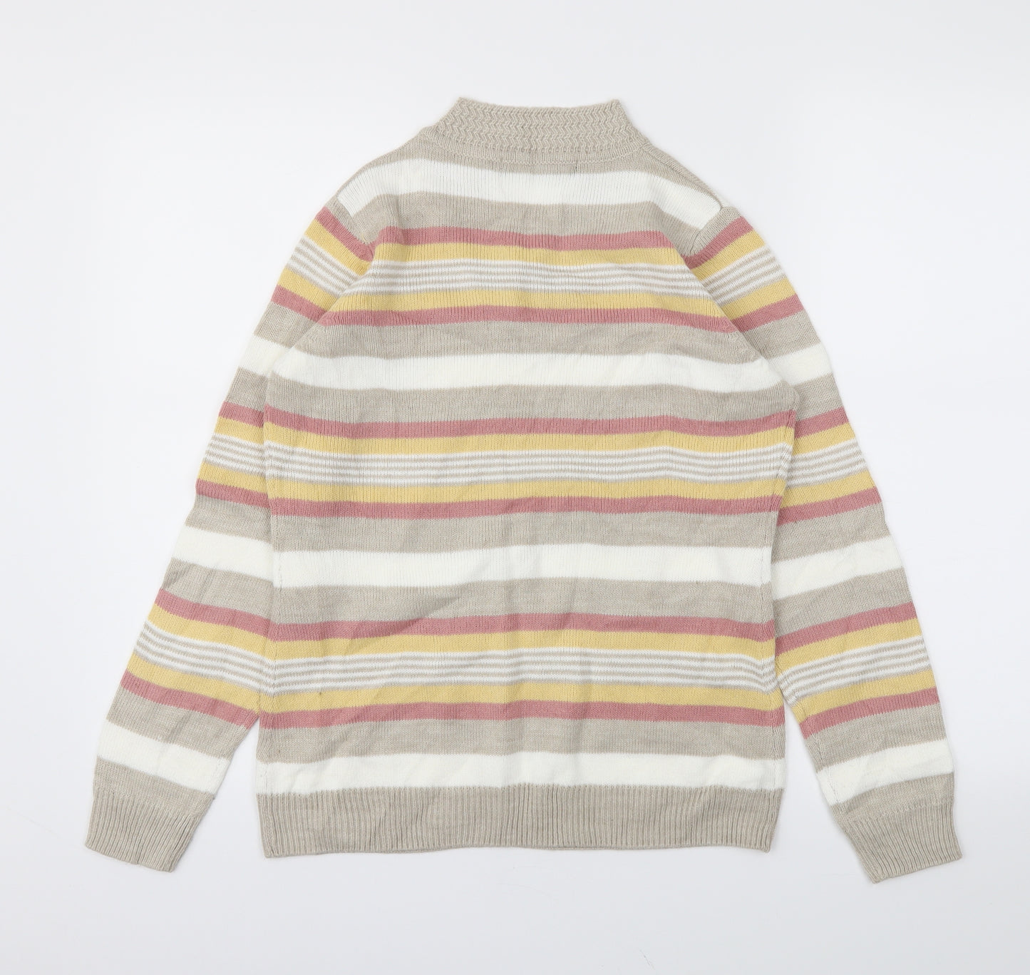 Isle Essentials Womens Multicoloured Striped  Basic T-Shirt Size S