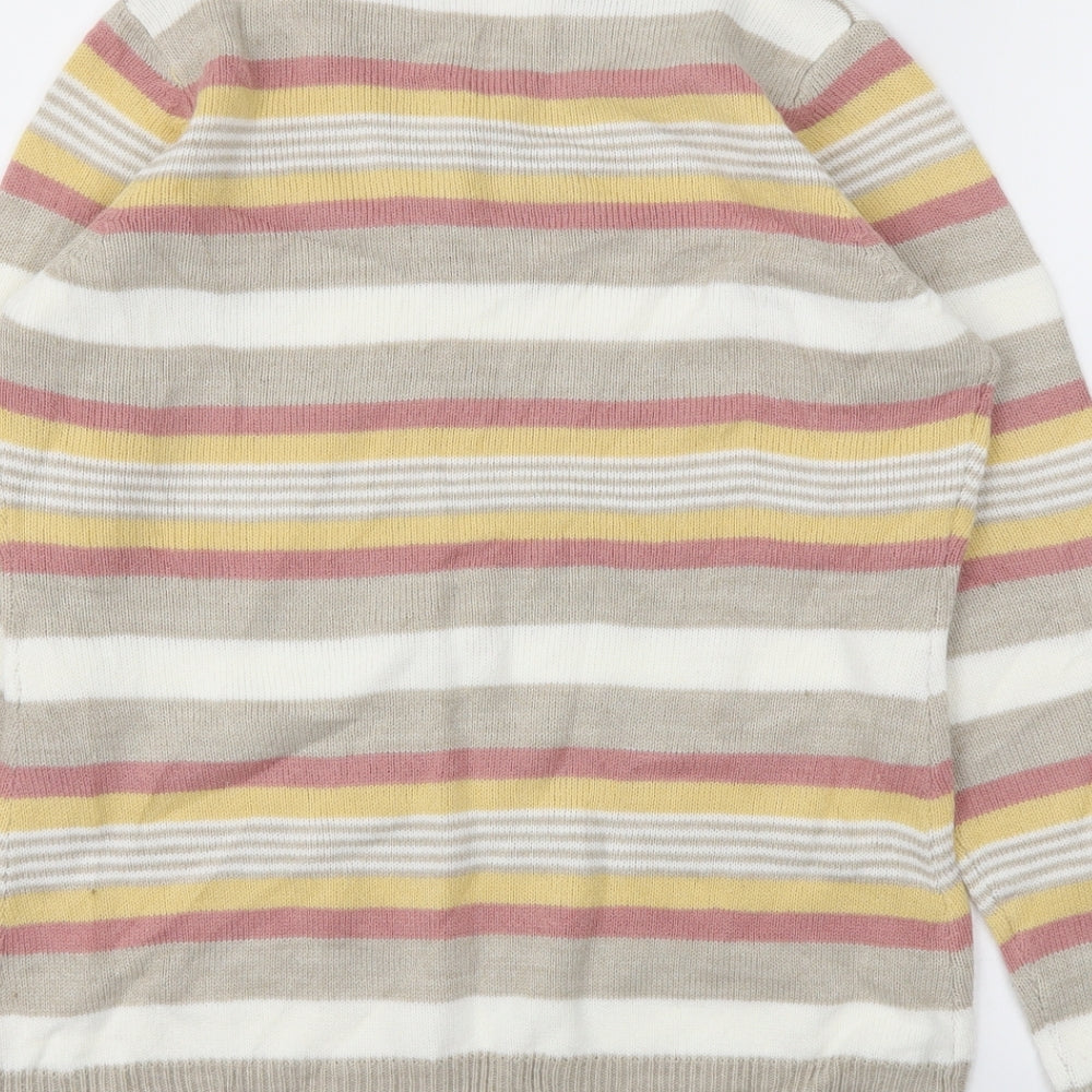 Isle Essentials Womens Multicoloured Striped  Basic T-Shirt Size S