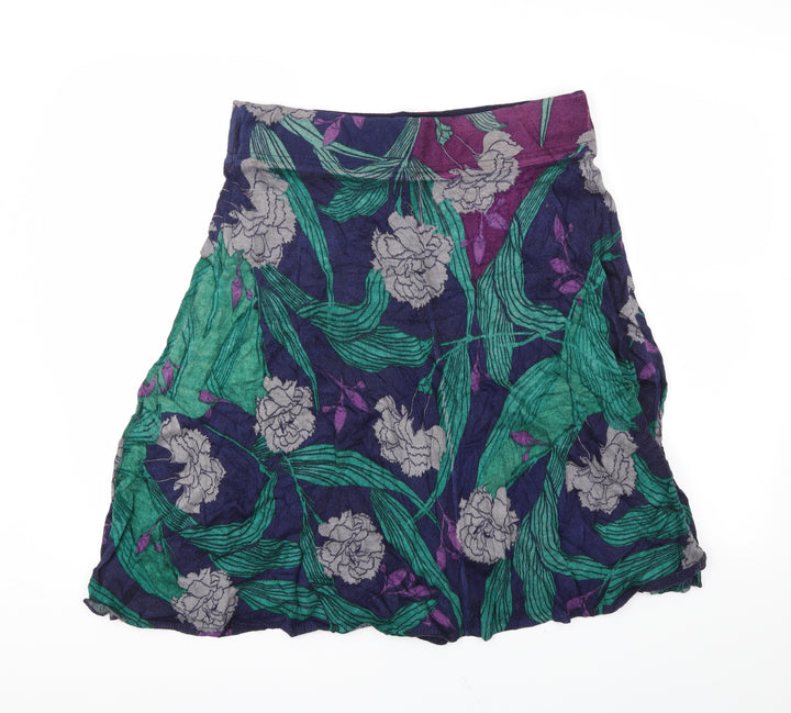 Preworn Womens Green Floral Flare Skirt Size 34 in