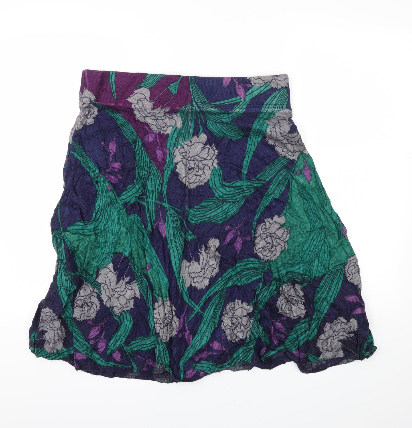 Preworn Womens Green Floral  Flare Skirt Size 34 in