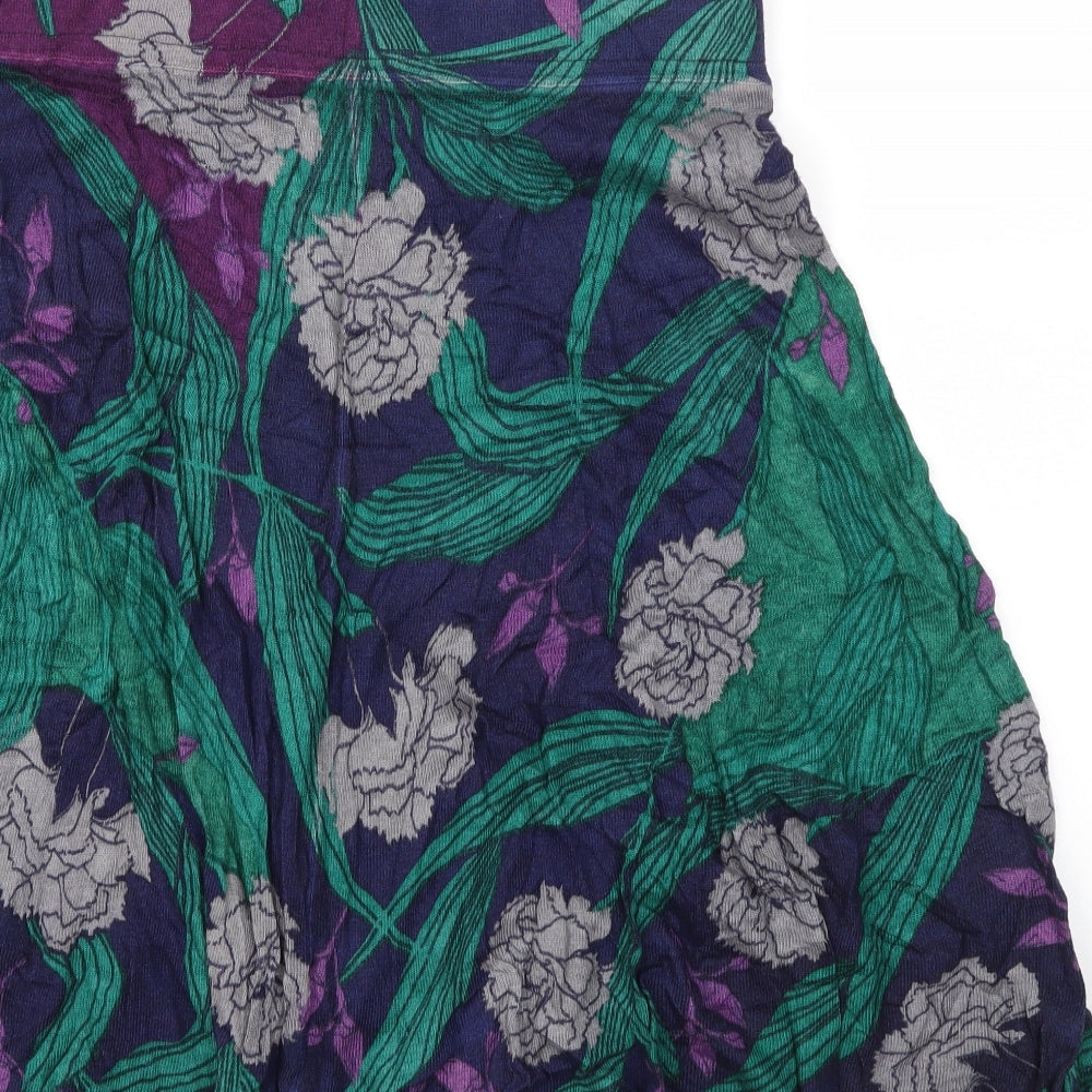Preworn Womens Green Floral  Flare Skirt Size 34 in