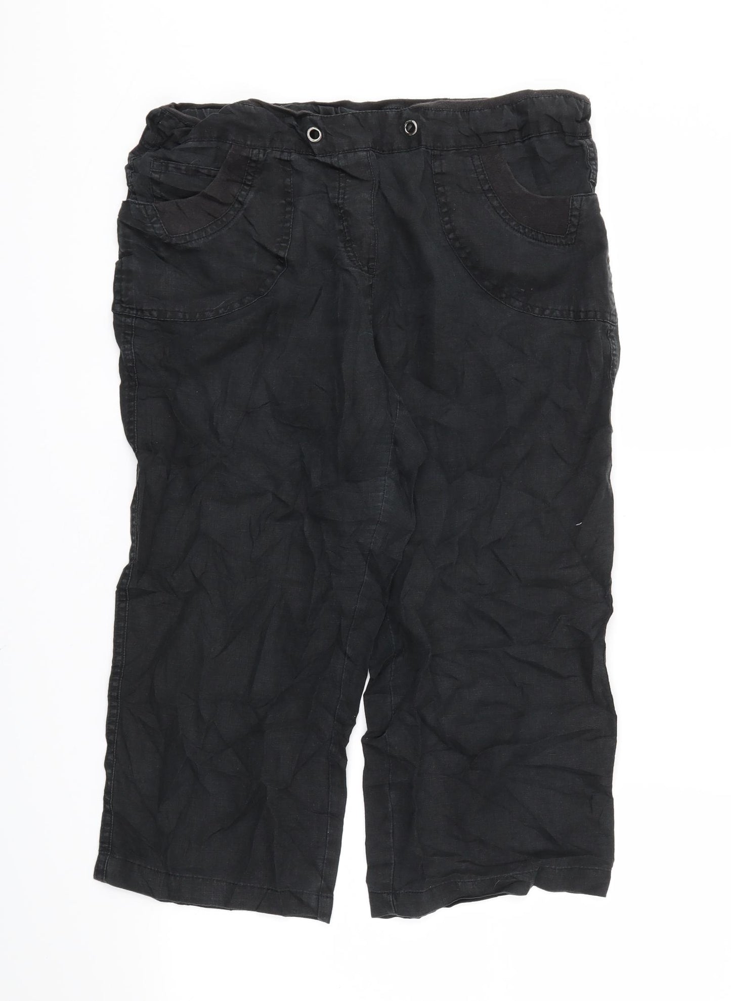 M&S Womens Black Houndstooth  Trousers  Size 14 L20 in