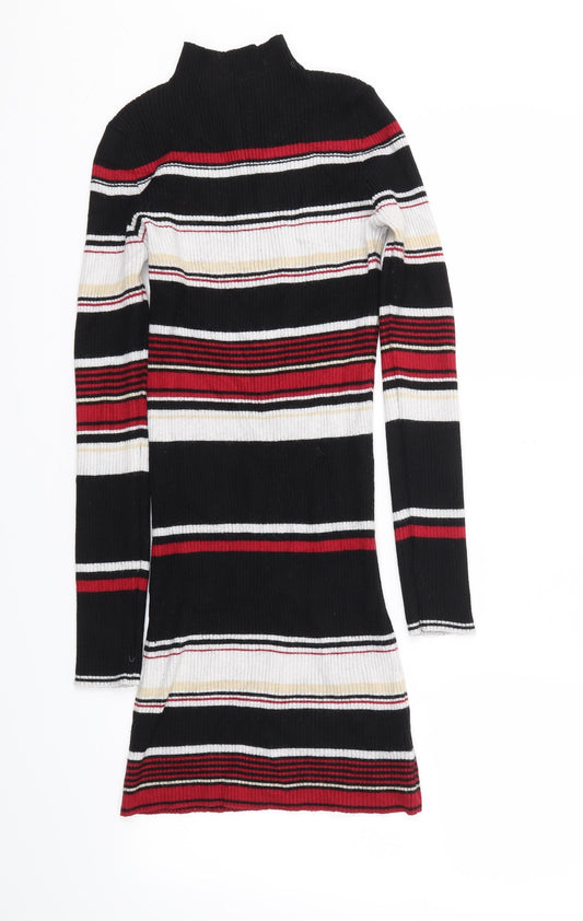 Front view of Shinestar women’s multicoloured striped a-line, size M