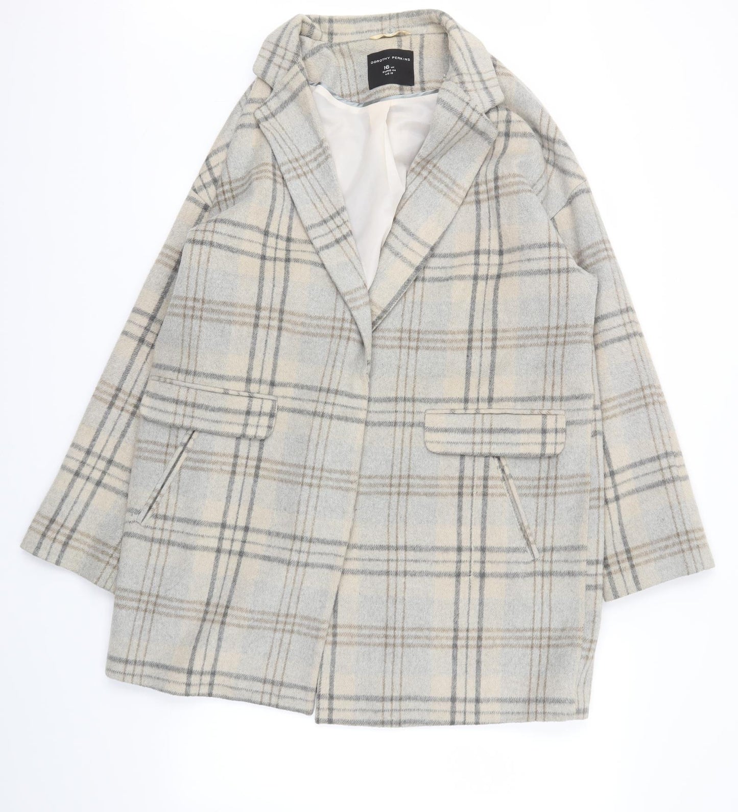 Dorothy Perkins Womens Ivory Check  Jacket Coat Size 16