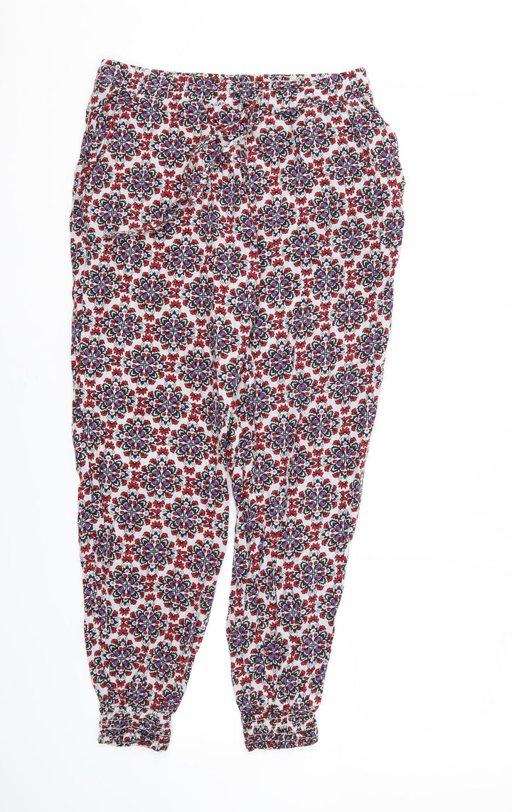 H&M Womens Purple Argyle/Diamond  Jogger Trousers Size 10 L25 in - Stretch waistband
