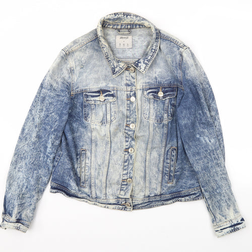 DENIM &CO  Womens Blue Houndstooth  Jacket Coat Size 18