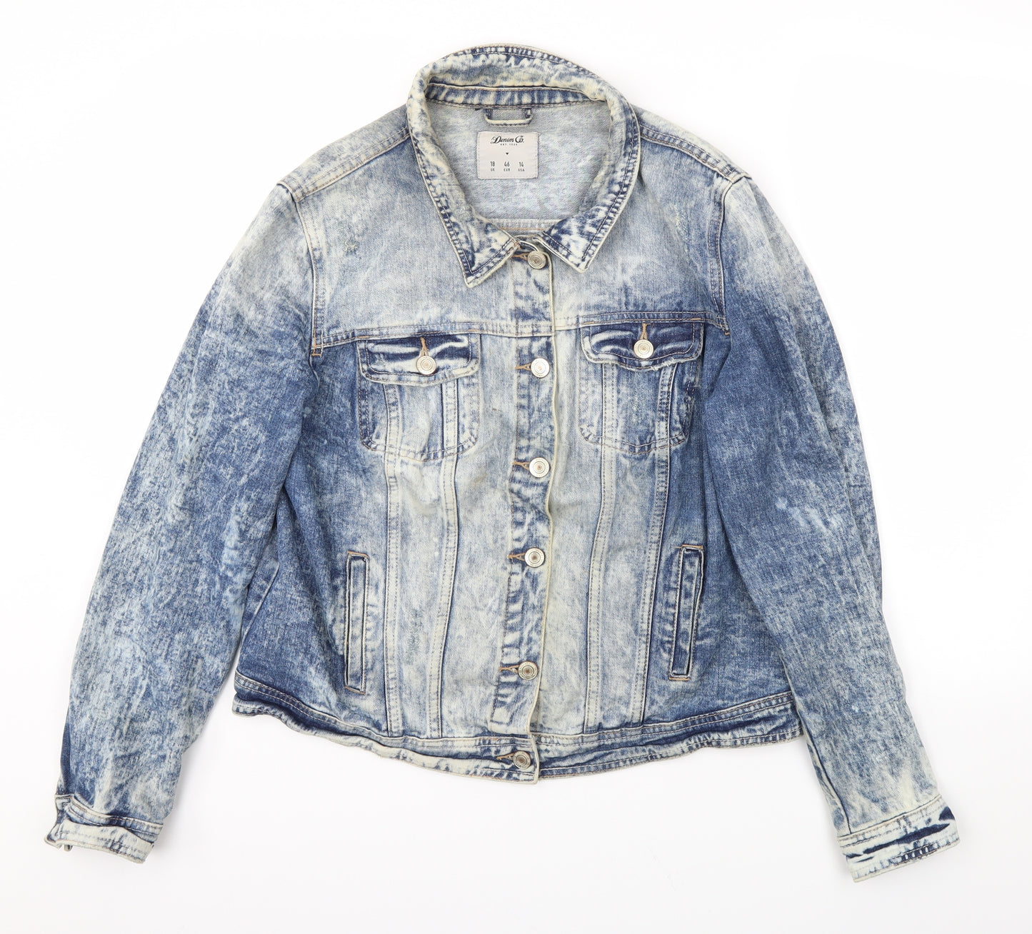 DENIM &CO  Womens Blue Houndstooth  Jacket Coat Size 18