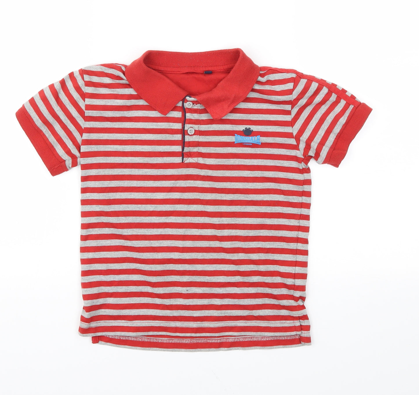 Lonsdale Boys Red Striped  Basic T-Shirt Size 5-6 Years