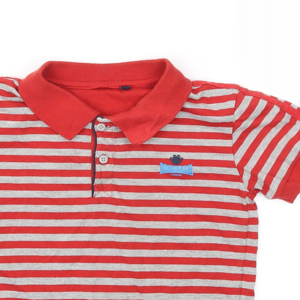 Lonsdale Boys Red Striped  Basic T-Shirt Size 5-6 Years